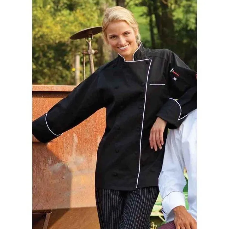 Uncommon Threads Chef Coats*Murano 12 Button Contrast Piping Chef Coat