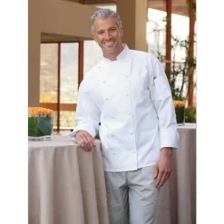 Uncommon Threads Chef Coats*Sienna 12 Cloth Covered Button Chef Coat White
