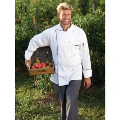 Uncommon Threads Chef Coats*Versailles Egyptian Cotton Executive Style Chef Coat White / Black