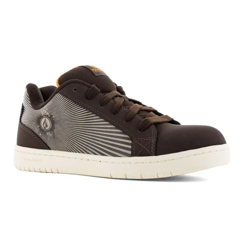 Volcom Non-Slip Shoes | Athletic*Men's Stone Op Art Composite Toe Skate Work Shoe Dark Brown/khaki
