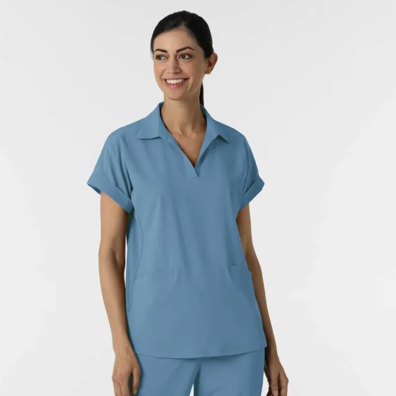 WonderWink RENEW Scrub Tops*Wink RENEW Women's Flex-n-Reach Collared Scrub Top