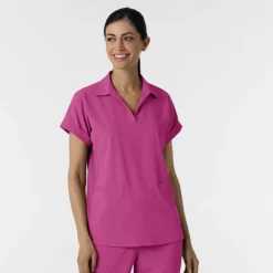 WonderWink RENEW Scrub Tops*Wink RENEW Women's Flex-n-Reach Collared Scrub Top