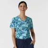 WonderWink Scrub Tops*Wink Women's Print Tuck-In Scrub Top Breezy Palms
