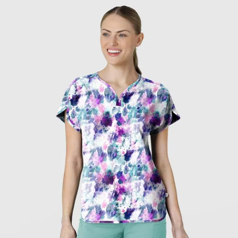WonderWink Scrub Tops*Wink Women's Print Scrub Top Futuristic Floral