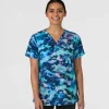 WonderWink Scrub Tops*Wink Women's 3-Pocket Print Scrub Top Dancing Dream
