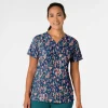 WonderWink Scrub Tops*Wink Women's 3-Pocket Print Scrub Top Flower Shower