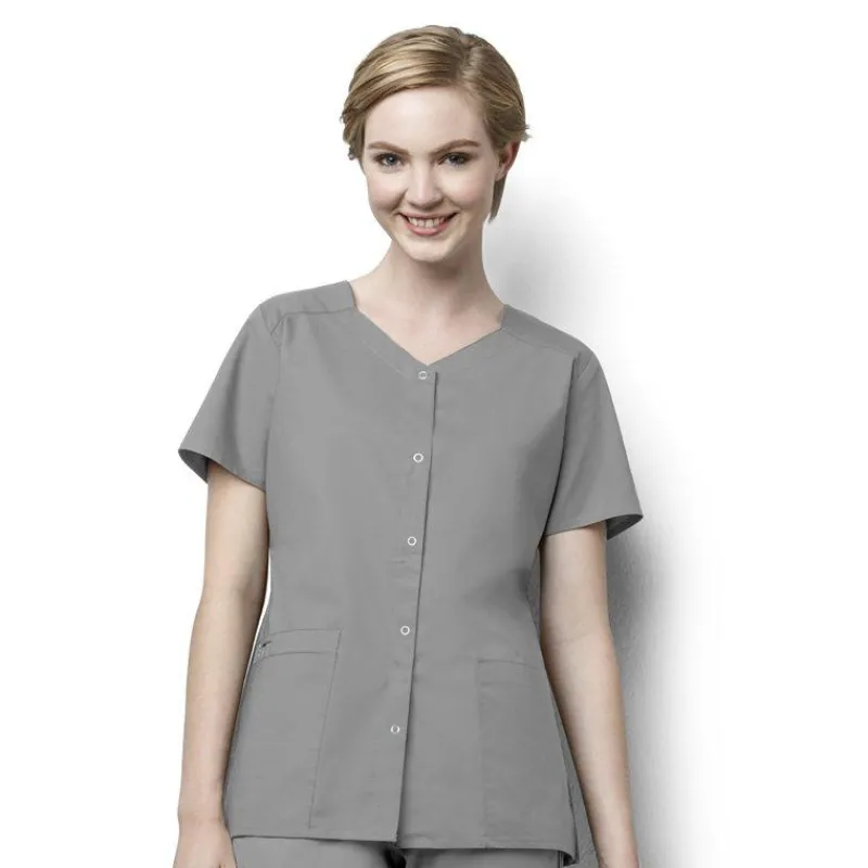 Wonderwink Wonder Work Scrub Tops*Wink WonderWORK Women's Short Sleeve Snap Front Scrub Top
