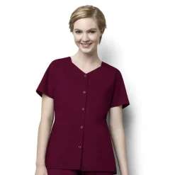 Wonderwink Wonder Work Scrub Tops*Wink WonderWORK Women's Short Sleeve Snap Front Scrub Top