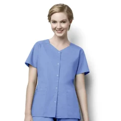 Wonderwink Wonder Work Scrub Tops*Wink WonderWORK Women's Short Sleeve Snap Front Scrub Top