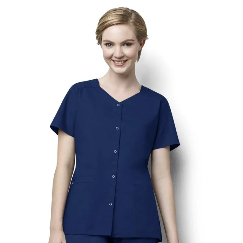 Wonderwink Wonder Work Scrub Tops*Wink WonderWORK Women's Short Sleeve Snap Front Scrub Top
