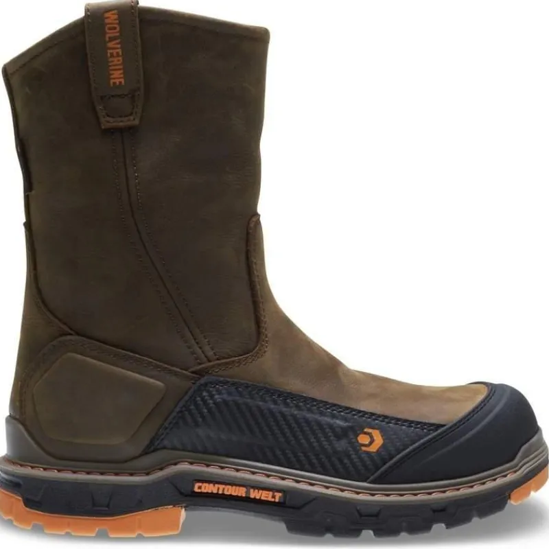 Wolverine Non-Slip Boots | Non-Steel Safety Toe*Wolerine Men's 10" Overpass Waterproof Composite-Toe Wellington Work Boot Dark Coffee