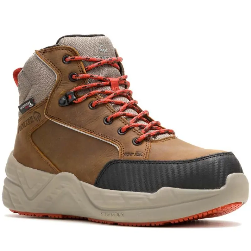 Wolverine Non-Slip Shoes | Athletic*Men's ProShift Waterproof Composite Toe Brown Athletic Work Hi Top Sudan Brown