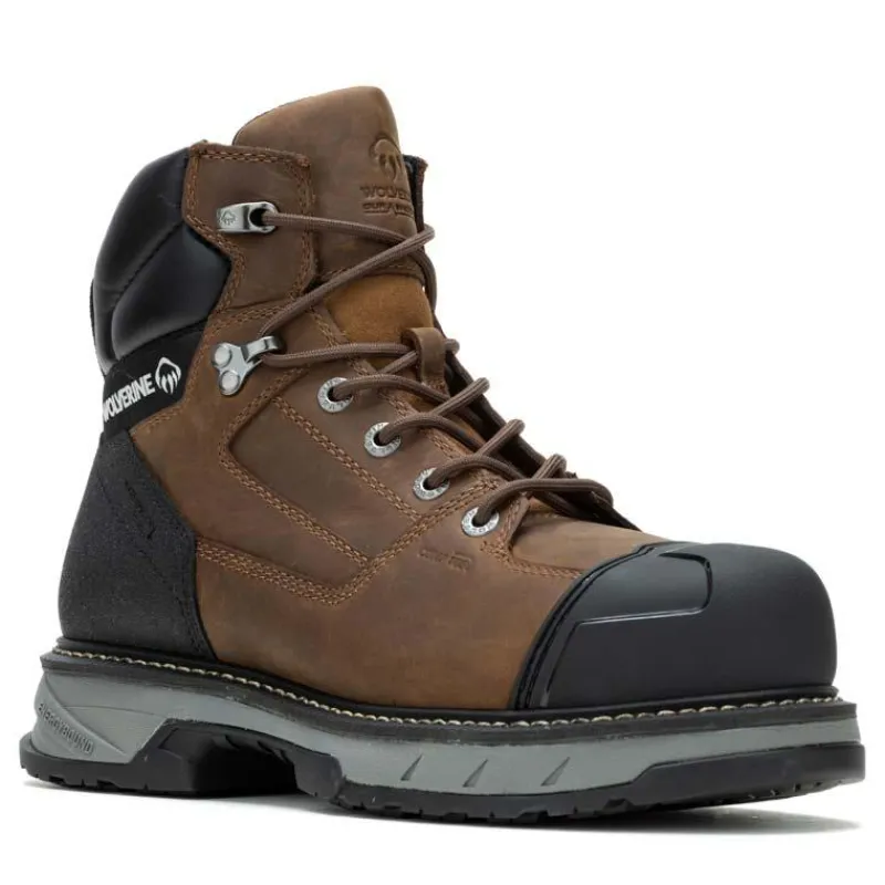 Wolverine Non-Slip Boots | Non-Steel Safety Toe*Men's Reforce 6" Waterproof Composite Toe Heavy Duty Work Boot Brown