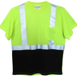 Work Force Hi-Visibility Shirts | T-Shirts*Men's Class 2 Black Bottom Hi Visibility Safety T-Shirt Lime