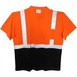 Work Force Hi-Visibility Shirts | T-Shirts*Men's Class 2 Black Bottom Hi Visibility Safety T-Shirt Orange