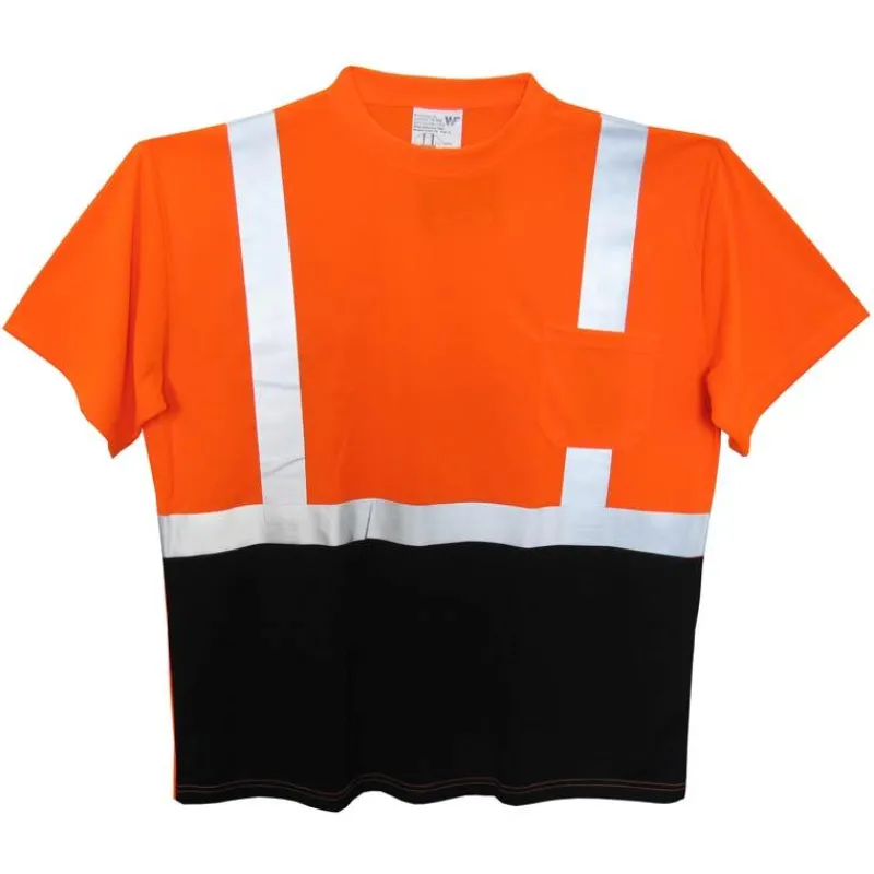 Work Force Hi-Visibility Shirts | T-Shirts*Men's Class 2 Black Bottom Hi Visibility Safety T-Shirt Orange