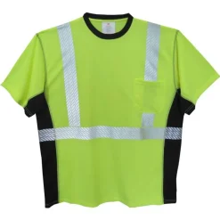 Work Force Hi-Visibility Shirts | T-Shirts*Men's Class 2 Black Side Panels Hi Visibility Safety T-Shirt Lime