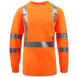 Work Force Hi-Visibility Shirts | T-Shirts*Men's Class 3 Hi Viz Long Sleeve Pocket T-Shirt Orange