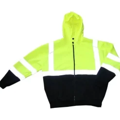 Work Force Sweatshirts | Hoodies*Men's Class 3 Hi Viz Black Bottom Full Zip Hoodie Hi Viz Green