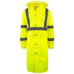 Work Force Rain Jackets | Rain Gear*Men's Class 3 Hi-Visibility Long Rain Coat Hi Viz Green
