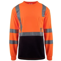 Work Force Hi-Visibility Shirts | T-Shirts*Men's Class 3 Long Sleeve Reflective Safety T-Shirt Orange/black