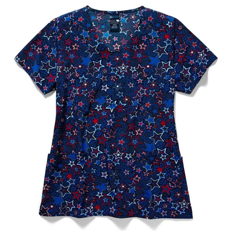 Zoe & Chloe Scrub Tops*Zoe+Chloe Women's Print Scrub Top Red White & Bloom